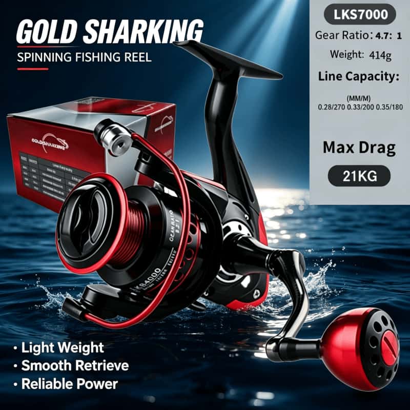 Abu Garcia Reel Max - GOLD SHARKING-Spinning Reel, Metalen Ultralichte Visserijmolen,