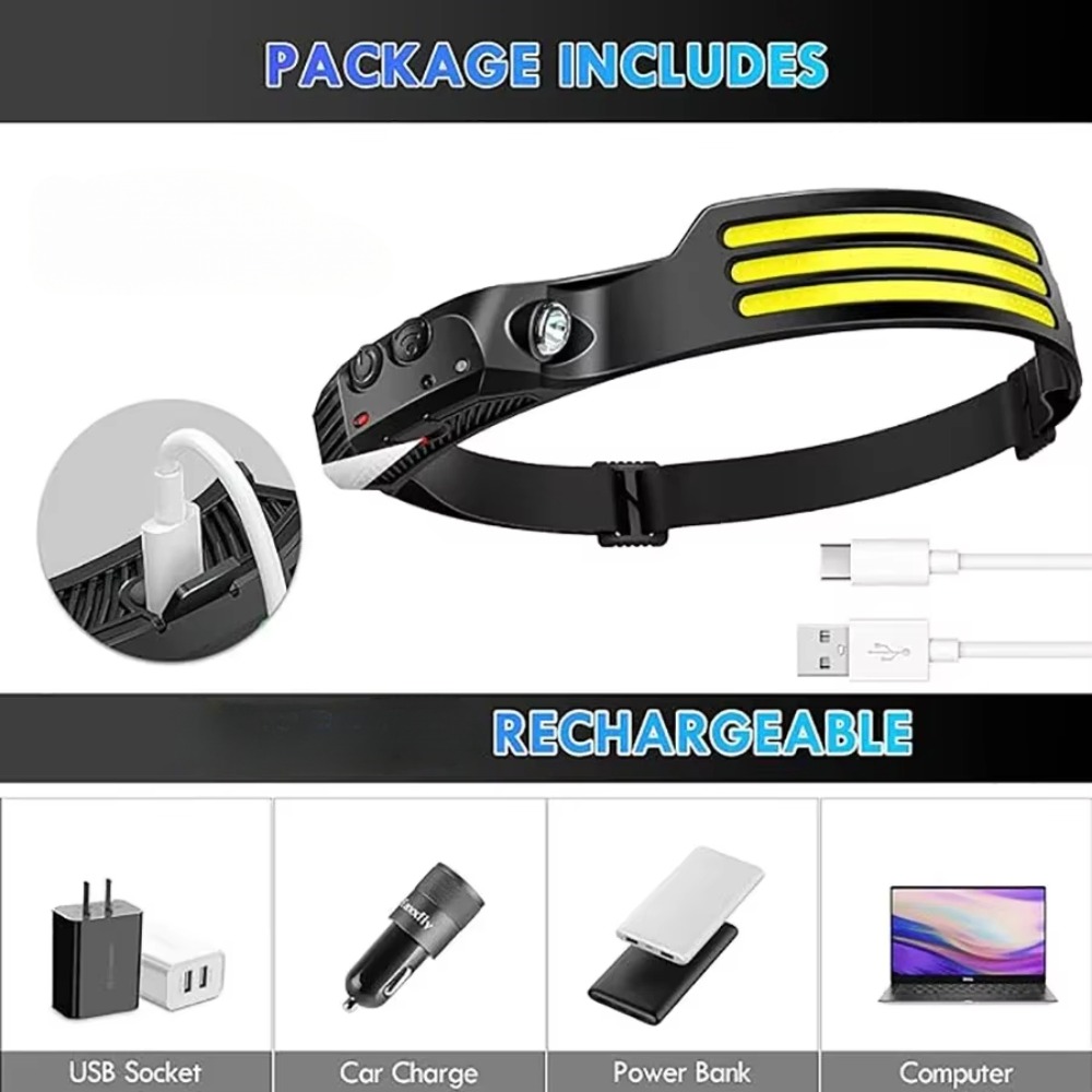 COB LED-inductiekoplamp USB op - Fish Finder Battery recensie en prijs